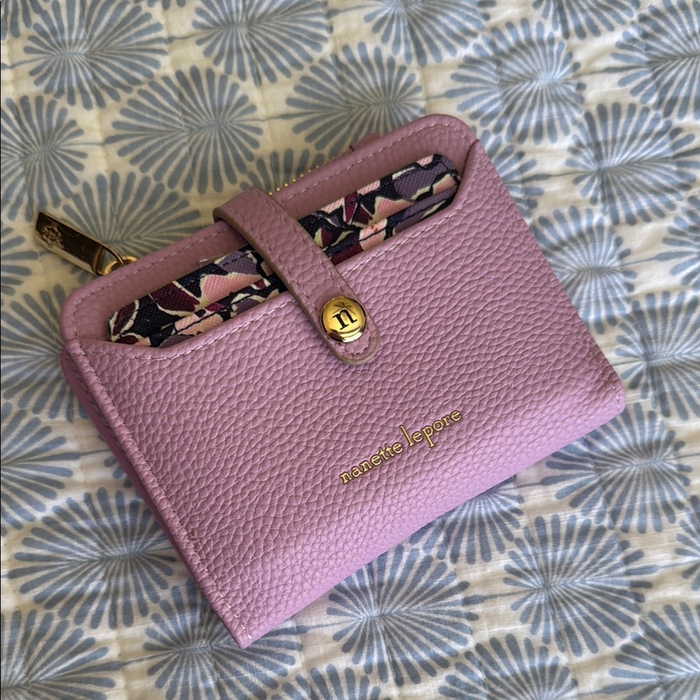 Nanette Lepore Lilac Wallet with Gold Turn-Lock Closure